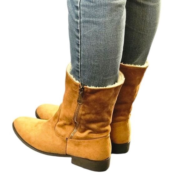 MAURICE'S REGINA FOX FUR ROLL DOWN ANKLE ZIP BOOTS SIZE 10M - Picture 6 of 16